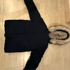 Abercrombie Kids Navy Ski Jacket with Faux Fur Hood